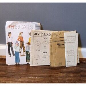 Vintage Easy McCall's 2891 Girls' Shirt Skirt & Pants Size 7, 8, 10